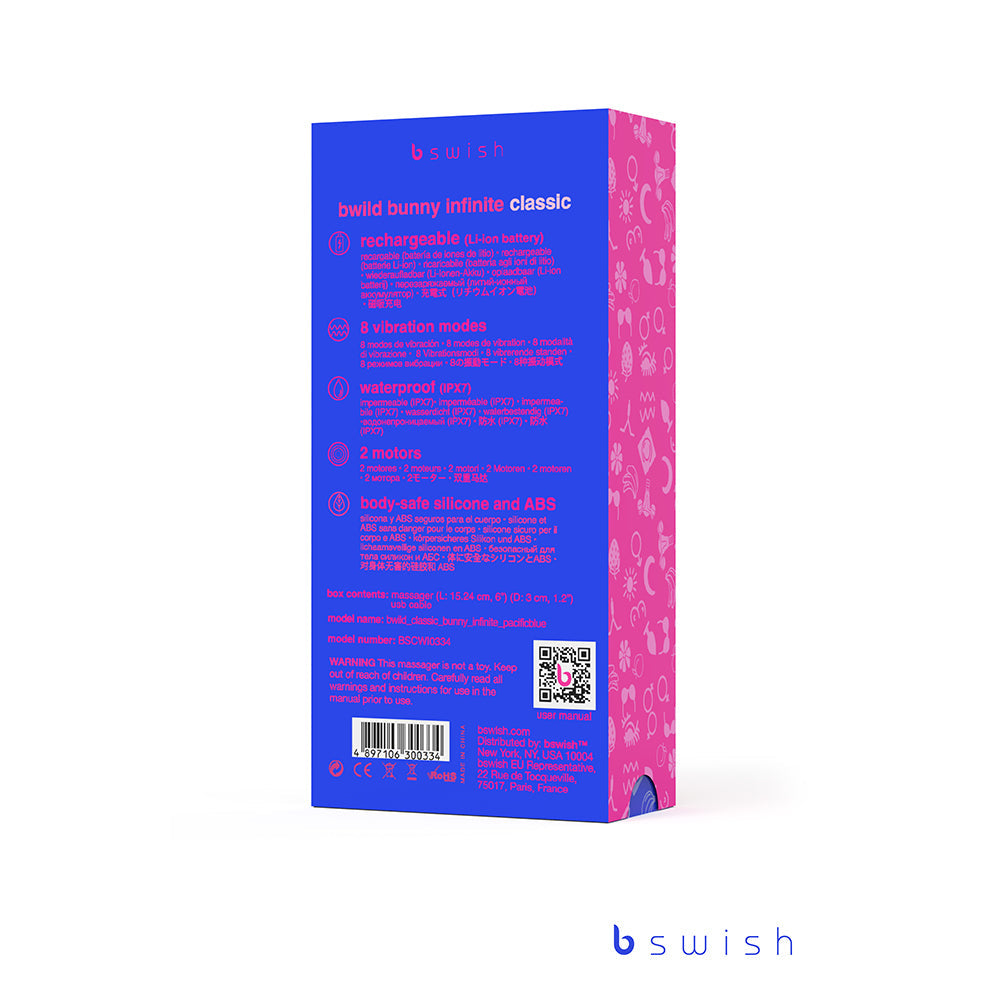 B Swish Bwild Bunny Infinite Classic Vibrator Pacific Blue