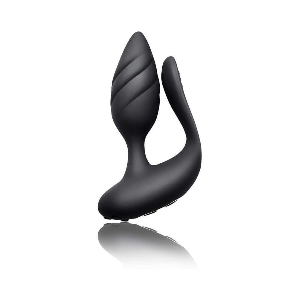 Cocktail Couples Vibrator with Remote Control showcased in sleek black design with dual-motor for enhanced pleasure.