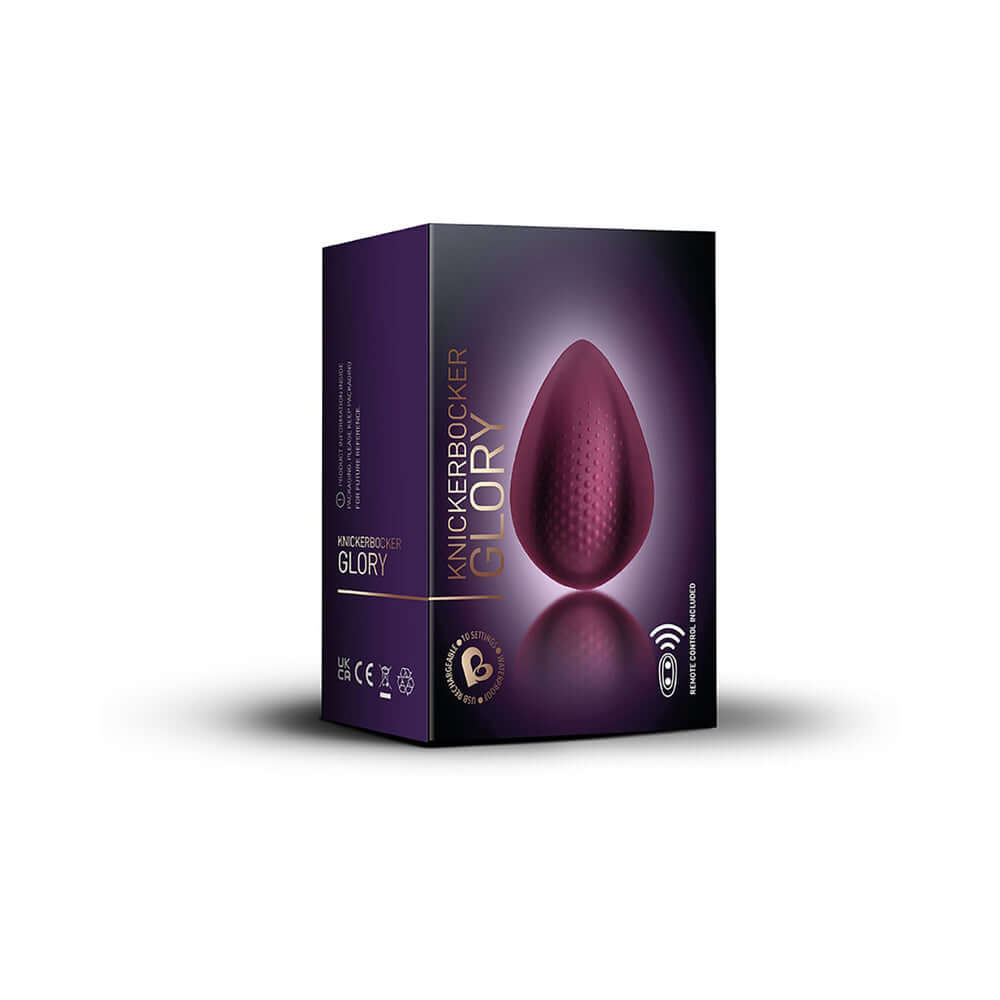 Knickerbocker Glory Panty Vibe Burgundy packaging, featuring a sleek design and wireless control capabilities.