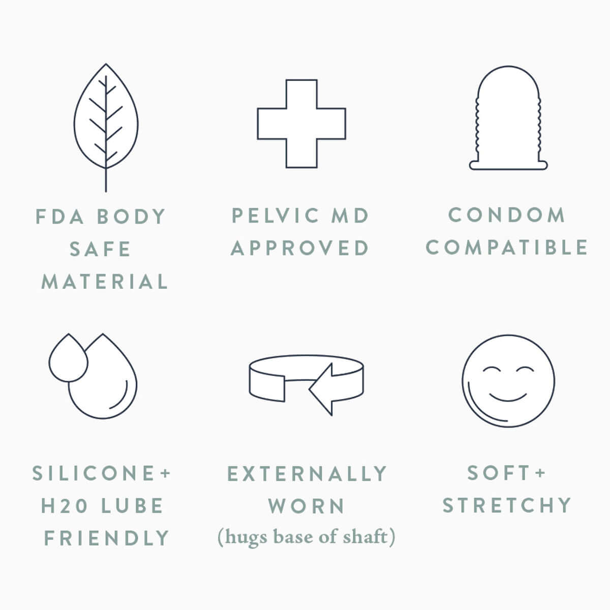 Ohnut Depth-Limiting Rings 4-Pack Jade features FDA body safe material, silicone friendly, soft, stretchy, and condom compatible.