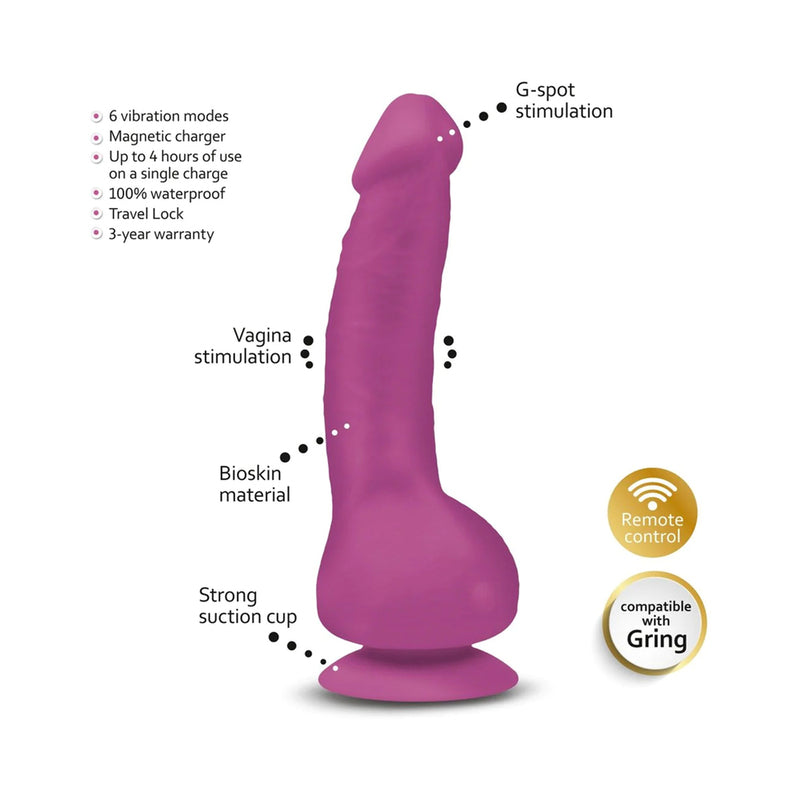Gvibe Greal MINI 7 inches Vibrating Dildo Fuchsia