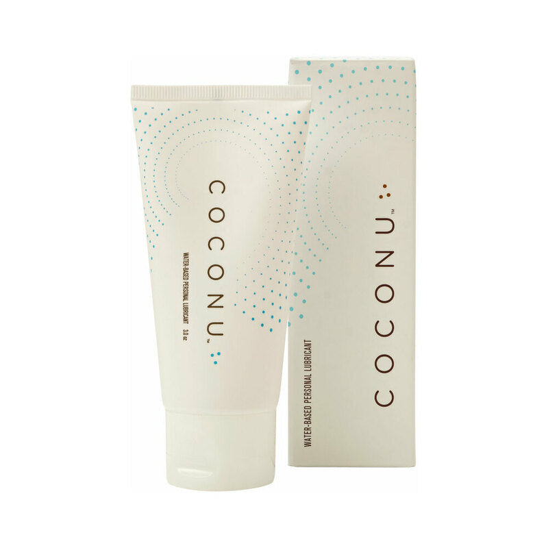 Coconu Water-Based Personal Lubricant 3 Oz tube and box packaging on white background