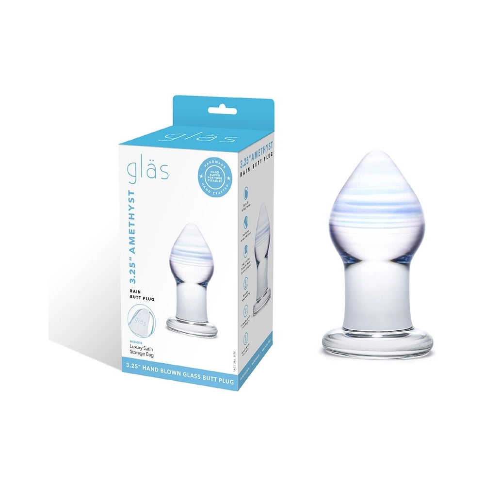 Glas Amethyst Rain 3.25 inches Glass Butt Plug