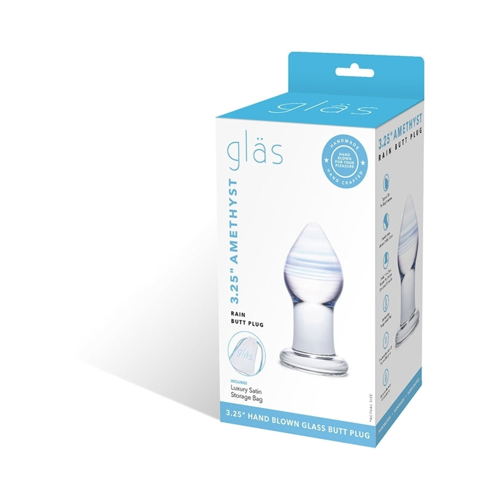 Glas Amethyst Rain 3.25 inches Glass Butt Plug