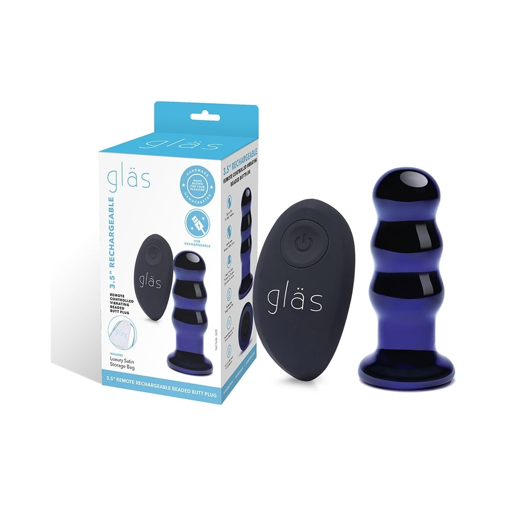 Glas 3.5 inches Rechargeable Remote-Controlled Vibrating Beaded Butt Plug