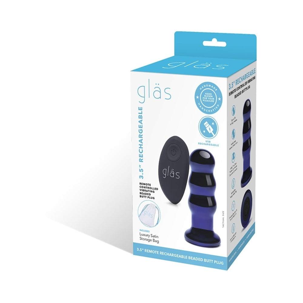 Glas 3.5 inches Rechargeable Remote-Controlled Vibrating Beaded Butt Plug