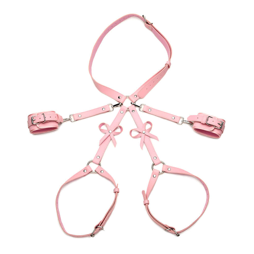STRICT Bondage Harness with Bows Pink XL-2XL