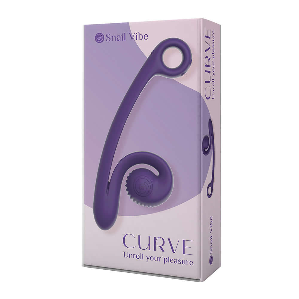 Snail Vibe SVibe Curve Massager Purple packaging featuring ergonomic design for pleasure.