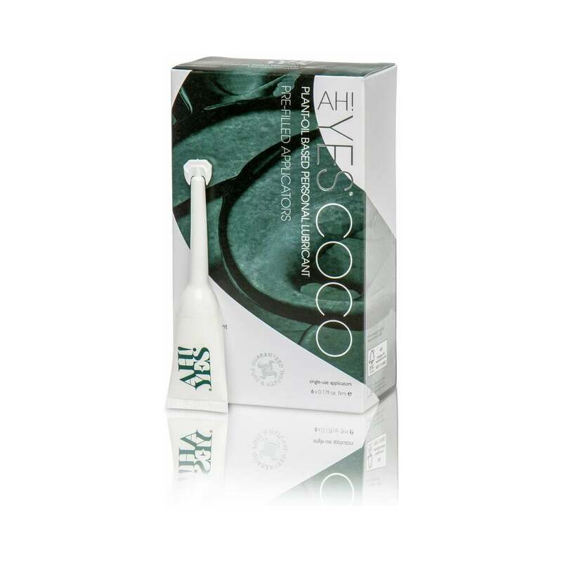 AH YES COCO Plant Oil Based Personal Lubricant Applicators 6 Pack 0.17 Oz with applicator box.