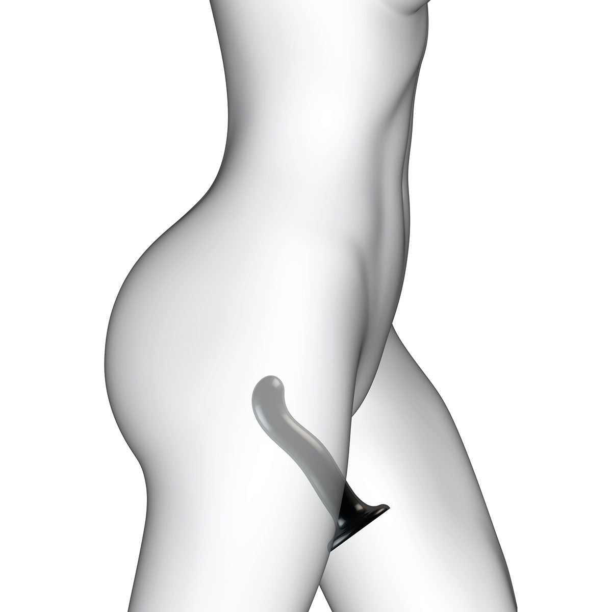 Strap-on-me P & G-spot Dildo Black Small displayed on a model's body for ergonomic design illustration.