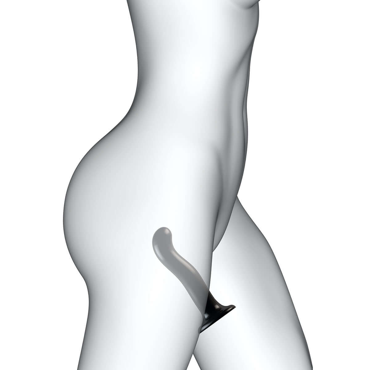 Strap-on-me P & G-spot Dildo Black Small displayed on a model's body for ergonomic design illustration.