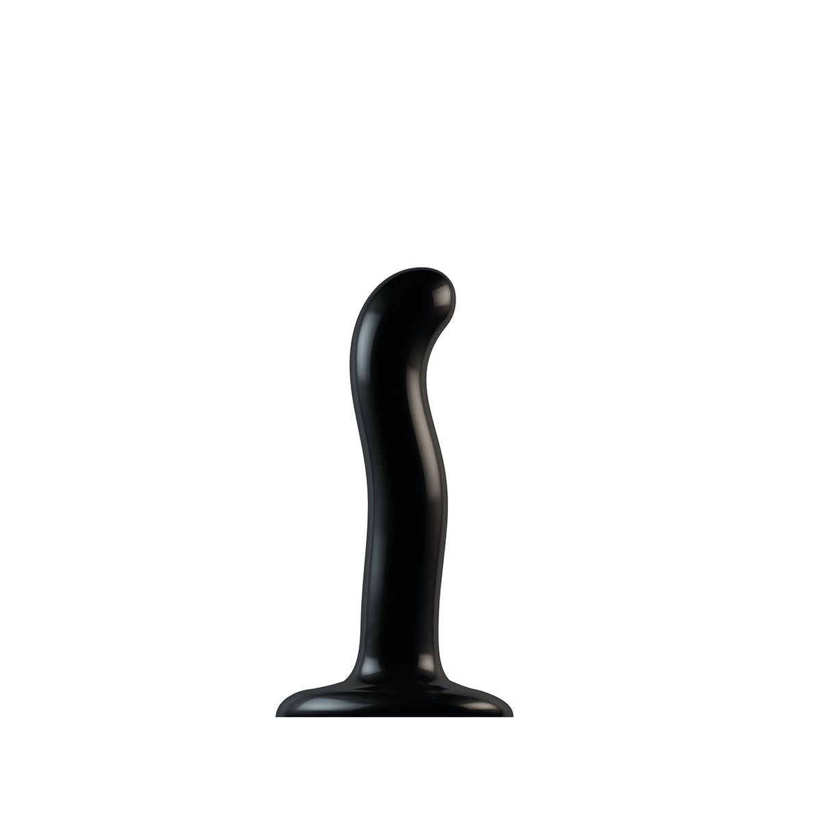 Strap-on-me P & G-spot Dildo Black Small, ergonomic grip for G and P spot pleasure, made of body-safe vinyl silicone.