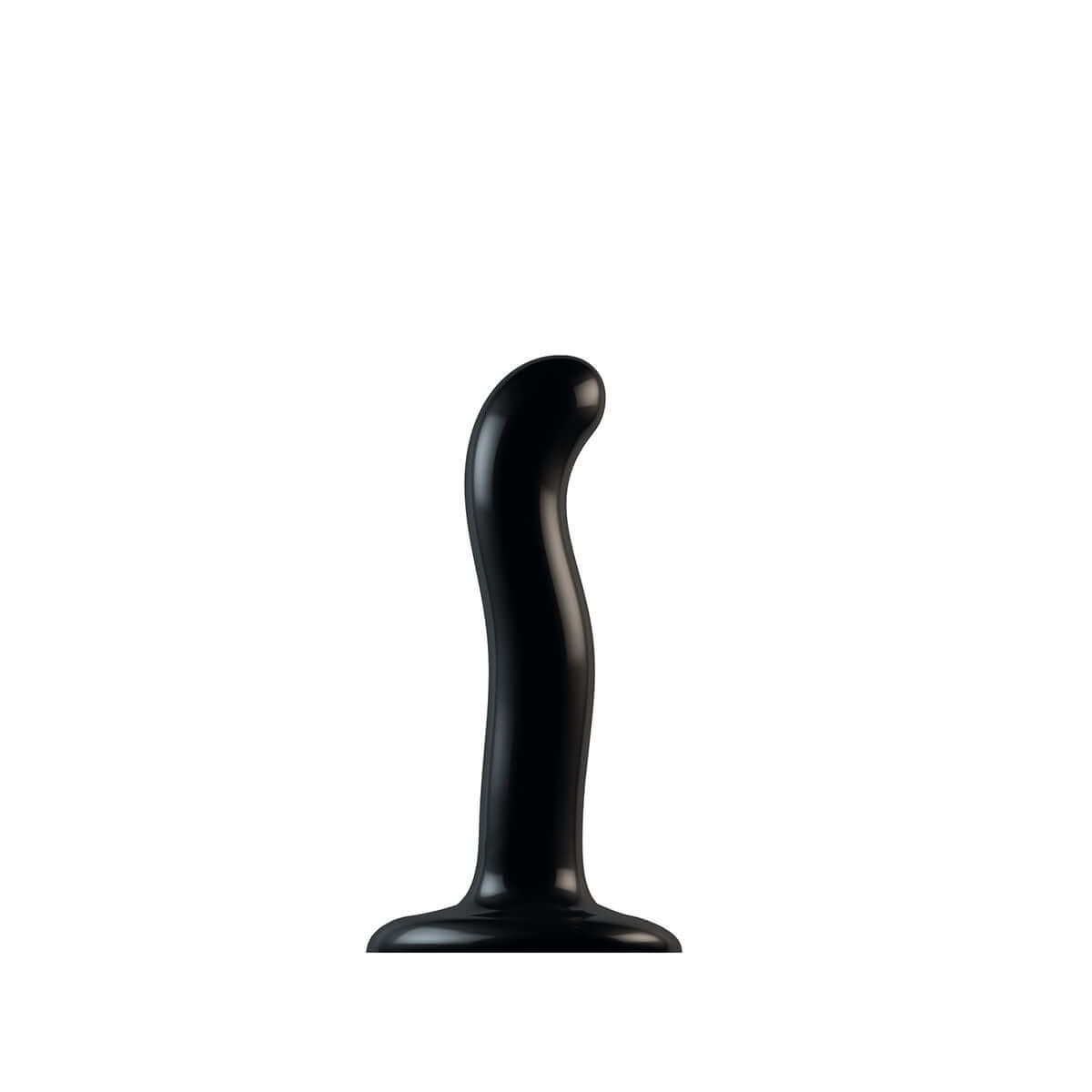Strap-on-me P & G-spot Dildo Black Small, ergonomic grip for G and P spot pleasure, made of body-safe vinyl silicone.
