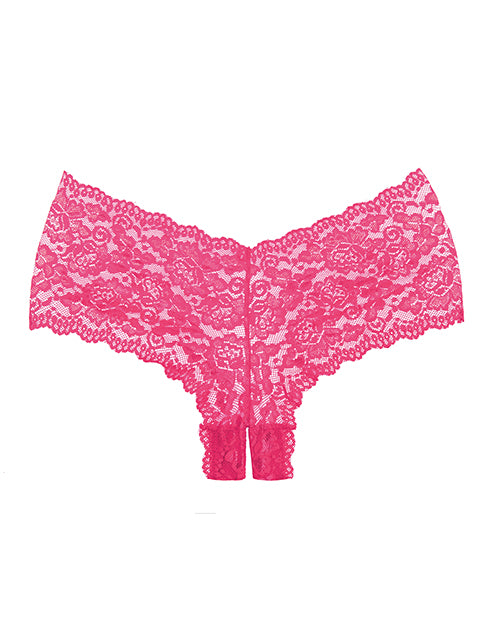 Adore Candy Apple Panty Hot Pink One Size lace panty with floral design, perfect for everyday or evening wear.