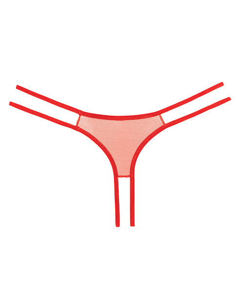 Adore Sweet Honey Lace Panty Red One Size featuring scalloped lace and sheer mesh for a cheeky look.