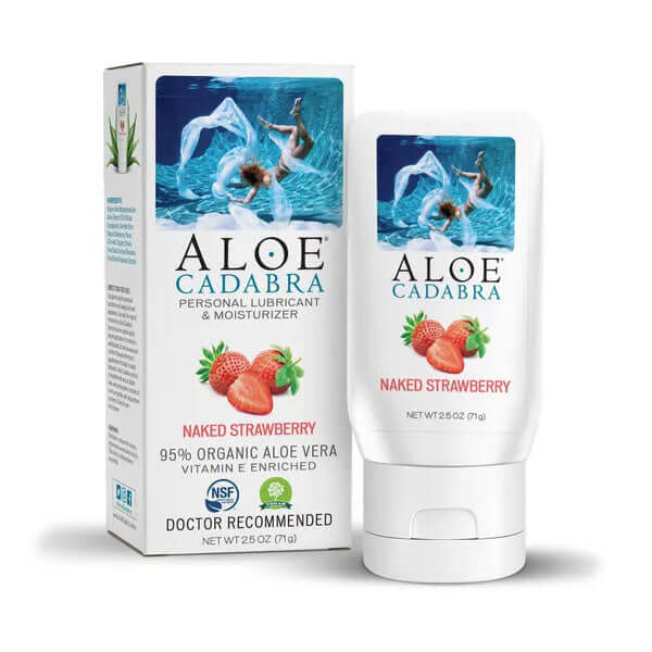 Aloe Cadabra Organic Lubricant Strawberry 2.5 Oz with strawberry flavor and aloe vera for intimate moments.