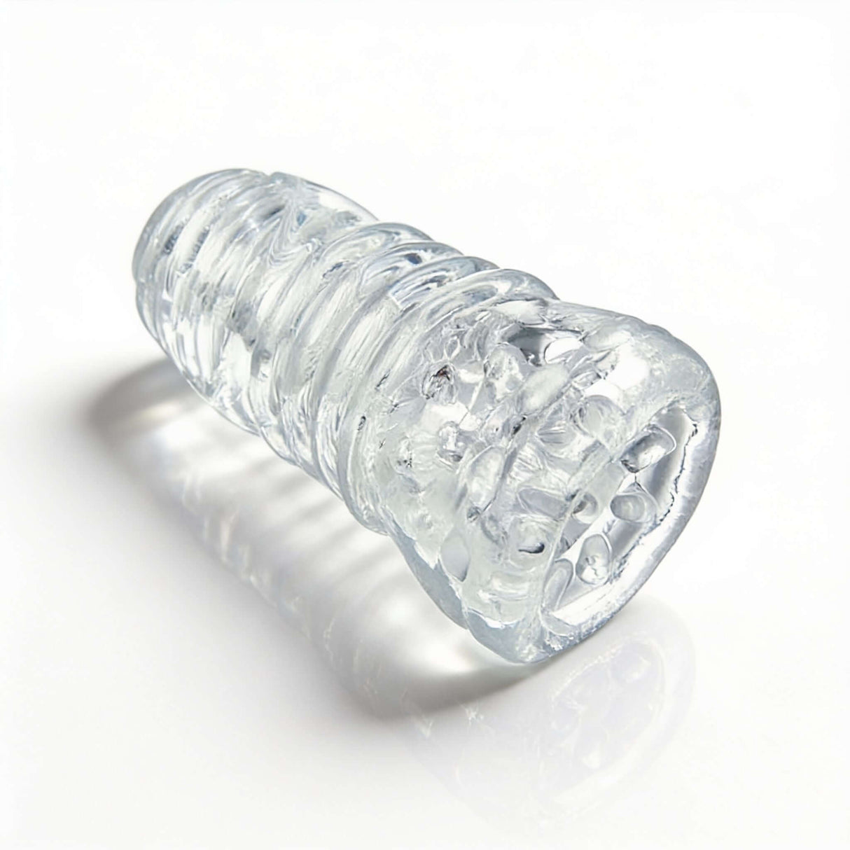 Sexflesh Palm-Tec LX Vol 20 Stroker Clear with ribbed design for intense sensations.