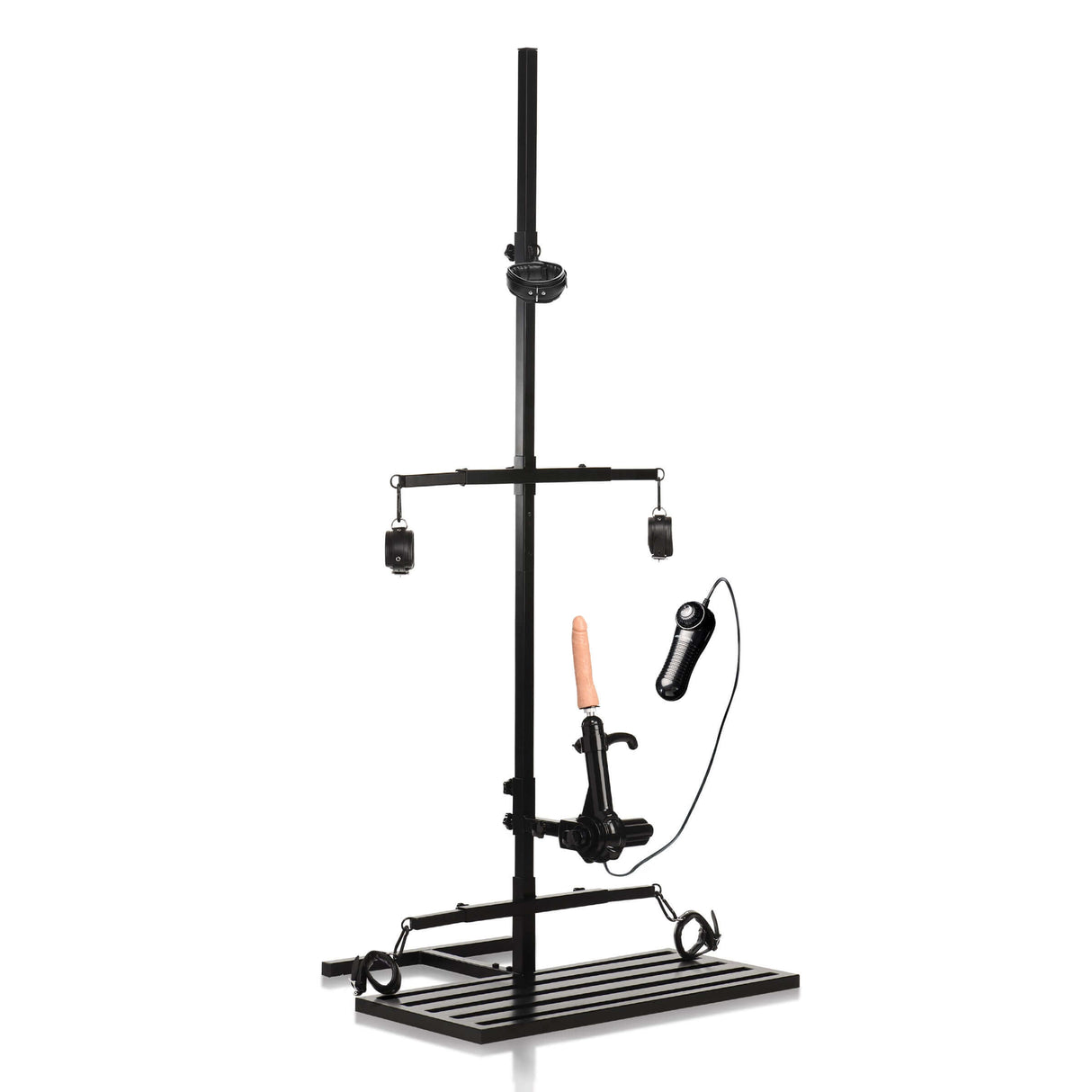 Ultimate Enforcer Forced Orgasm Tower with Sex Machine featuring a sturdy steel design and removable components.