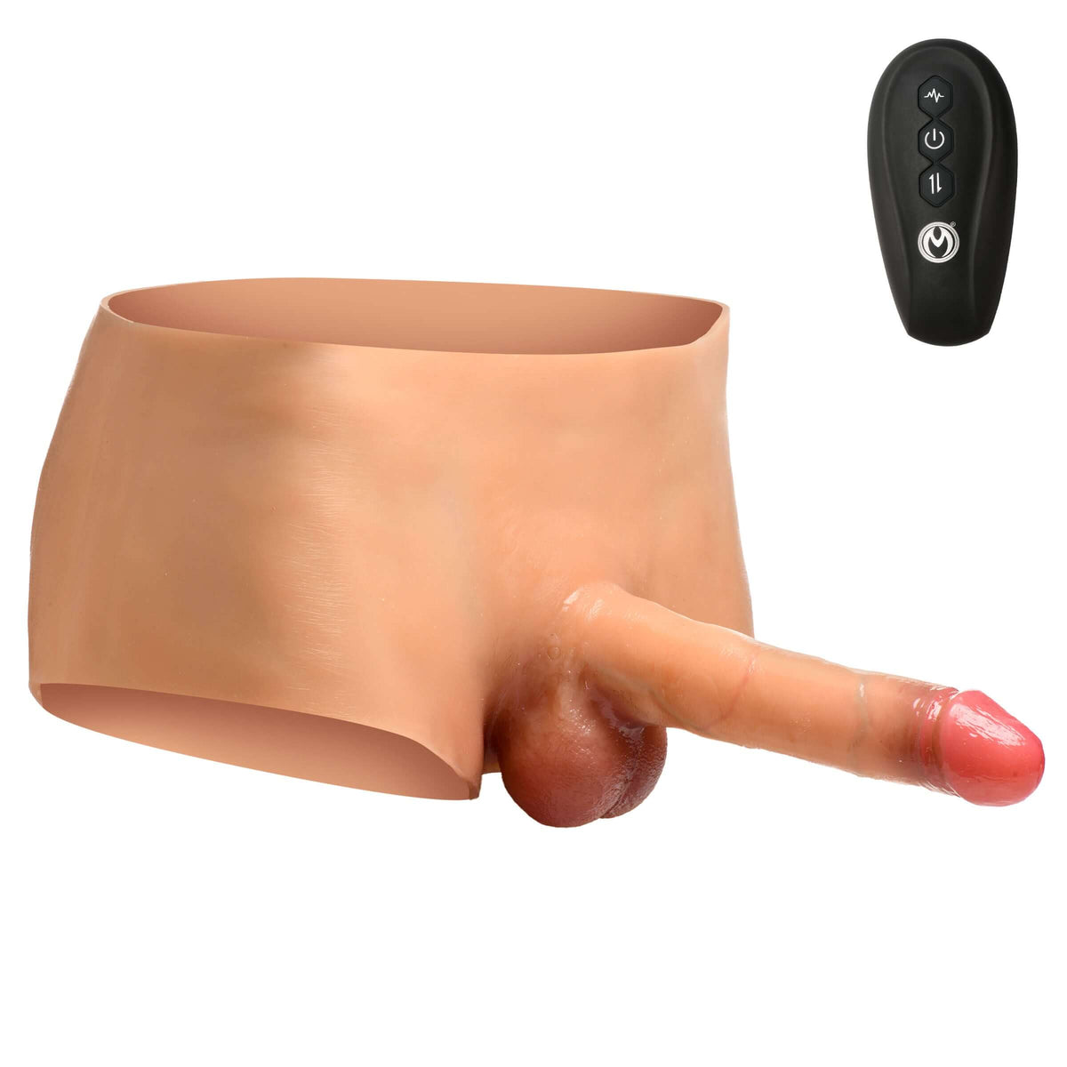 Ramming Briefs Thrusting Vibrating Penis Panties Medium with remote control for thrusting modes.