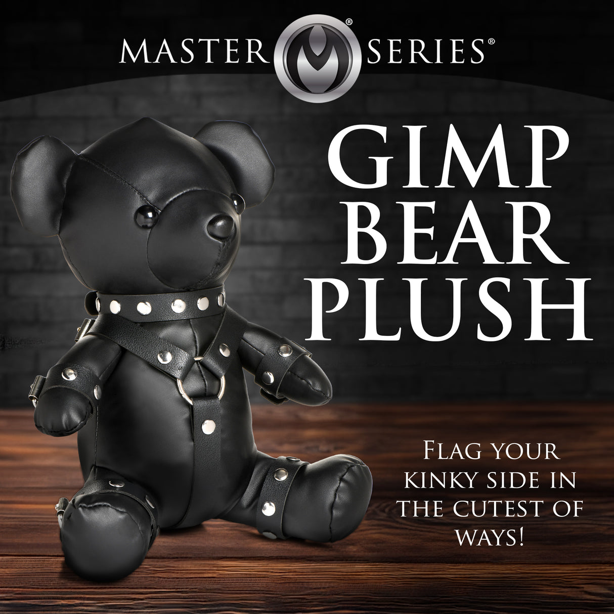 Master Series Gimp Teddy Bear Black plush figure with detailed accessories, showcasing alternative styling.
