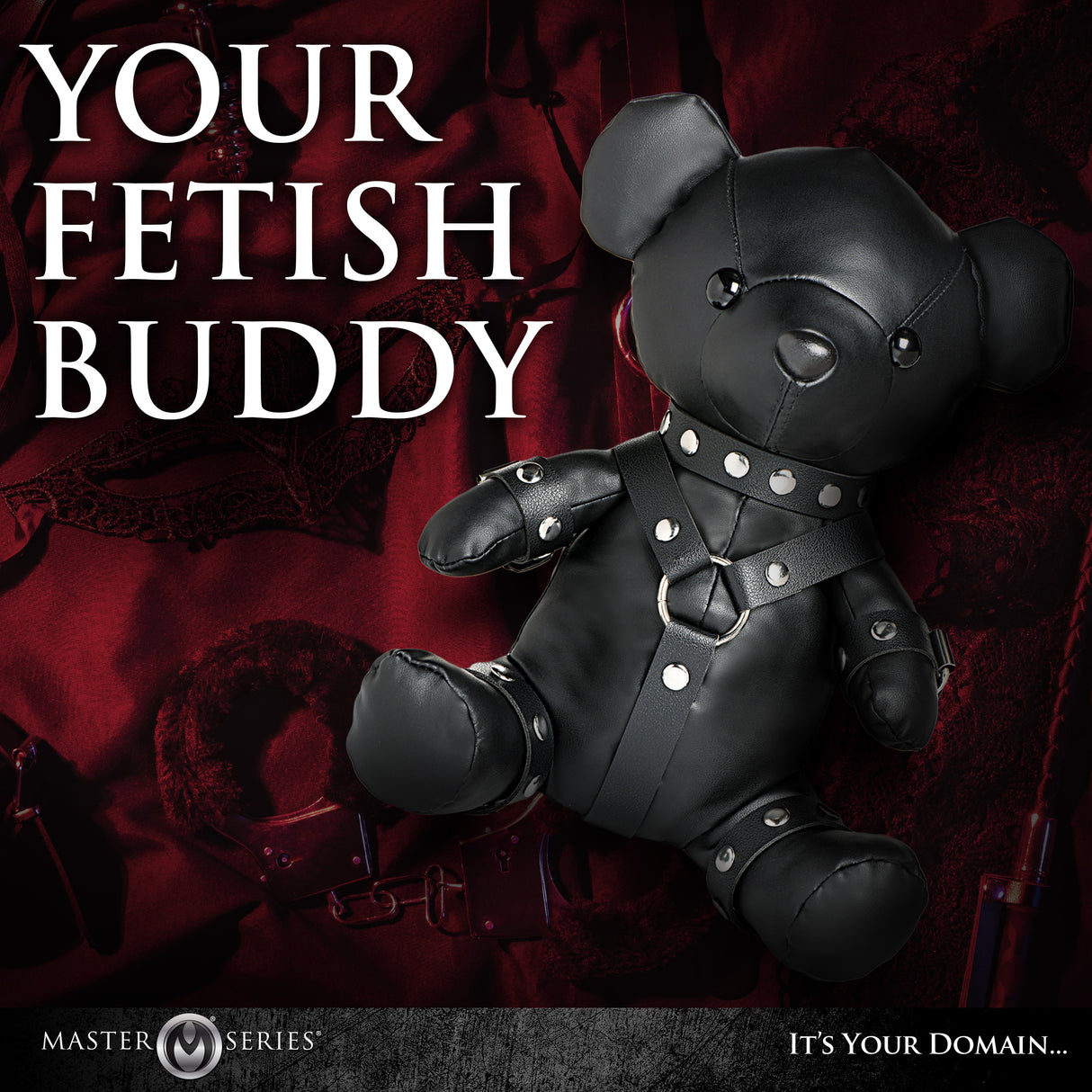 Master Series Gimp Teddy Bear Black, a unique novelty collectible, combining teddy bear charm with bold alternative styling.