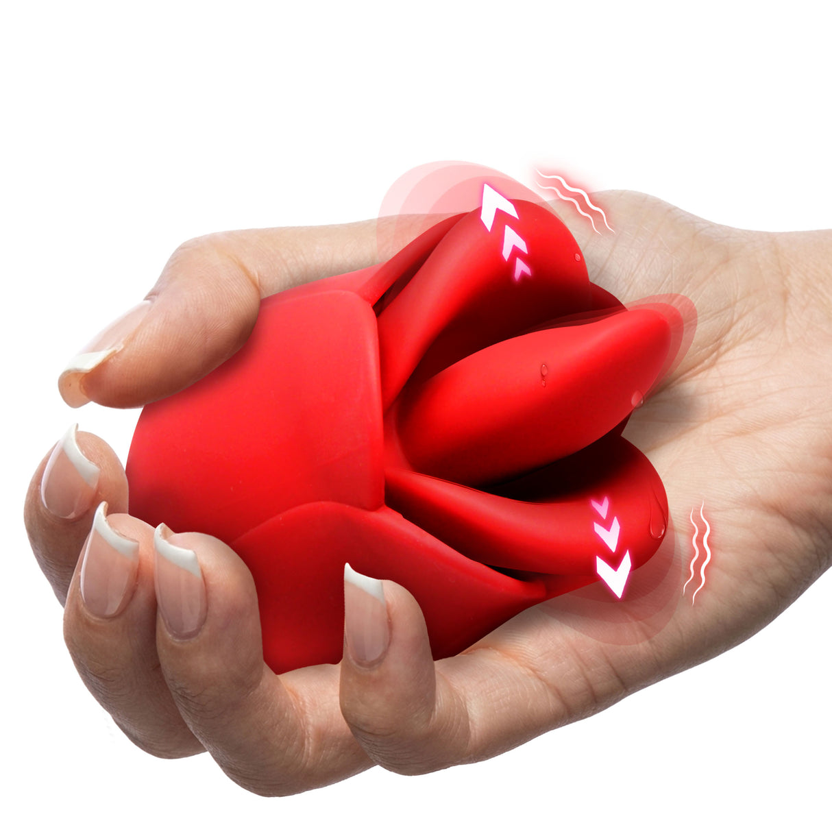 Hand holding the Bloomgasm Petal Kiss Kissing and Licking Vibrator, showcasing its compact and ergonomic design.