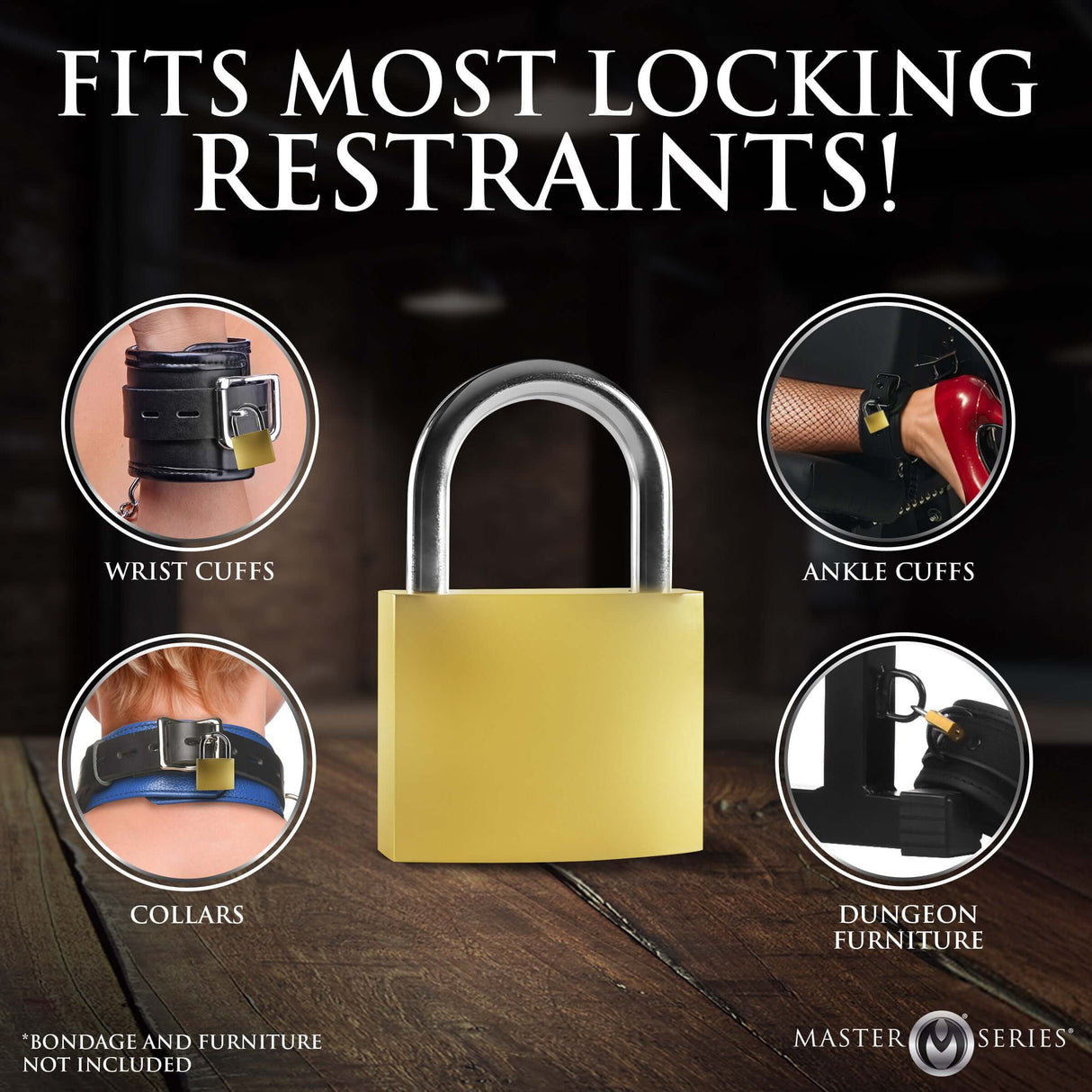 Master Series 4 Pack Lock Set features a yellow padlock compatible with most locking restraints.