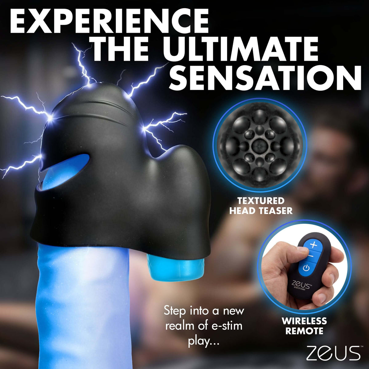 Zeus Anal Plug & Head Teaser E-Stim Kit with textured head teaser and wireless remote for ultimate sensation