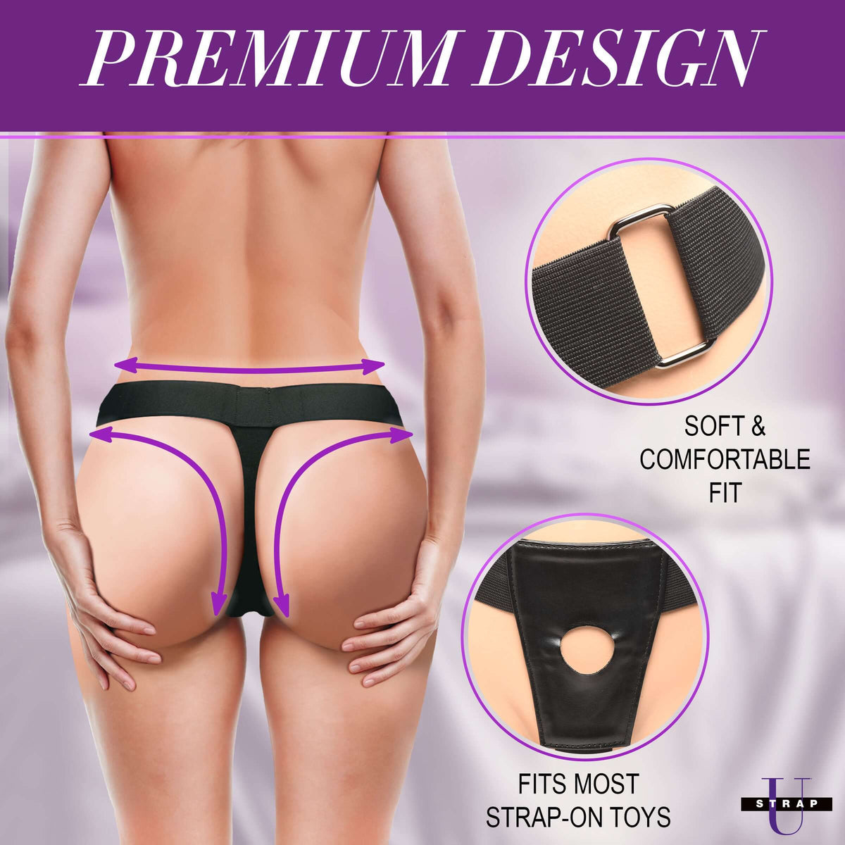 Strap U Thrusting Vibrating Strap-On with Harness premium design showcasing soft and comfortable fit for strap-on toys.