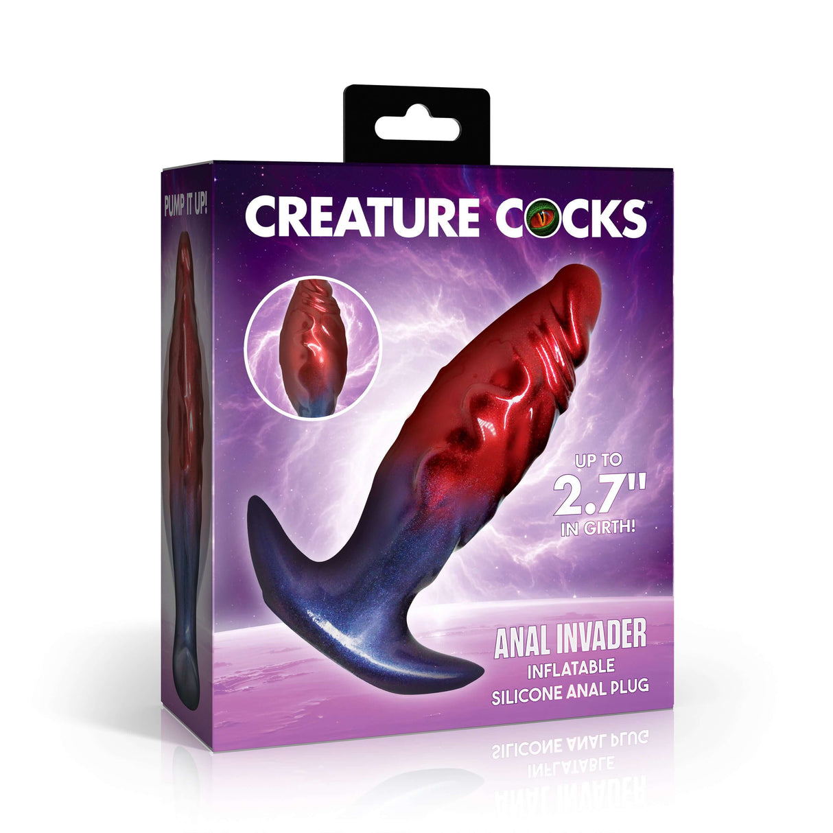 Creature Cocks Anal Invader Inflatable Fantasy Anal Plug packaging showcasing the unique design and features.