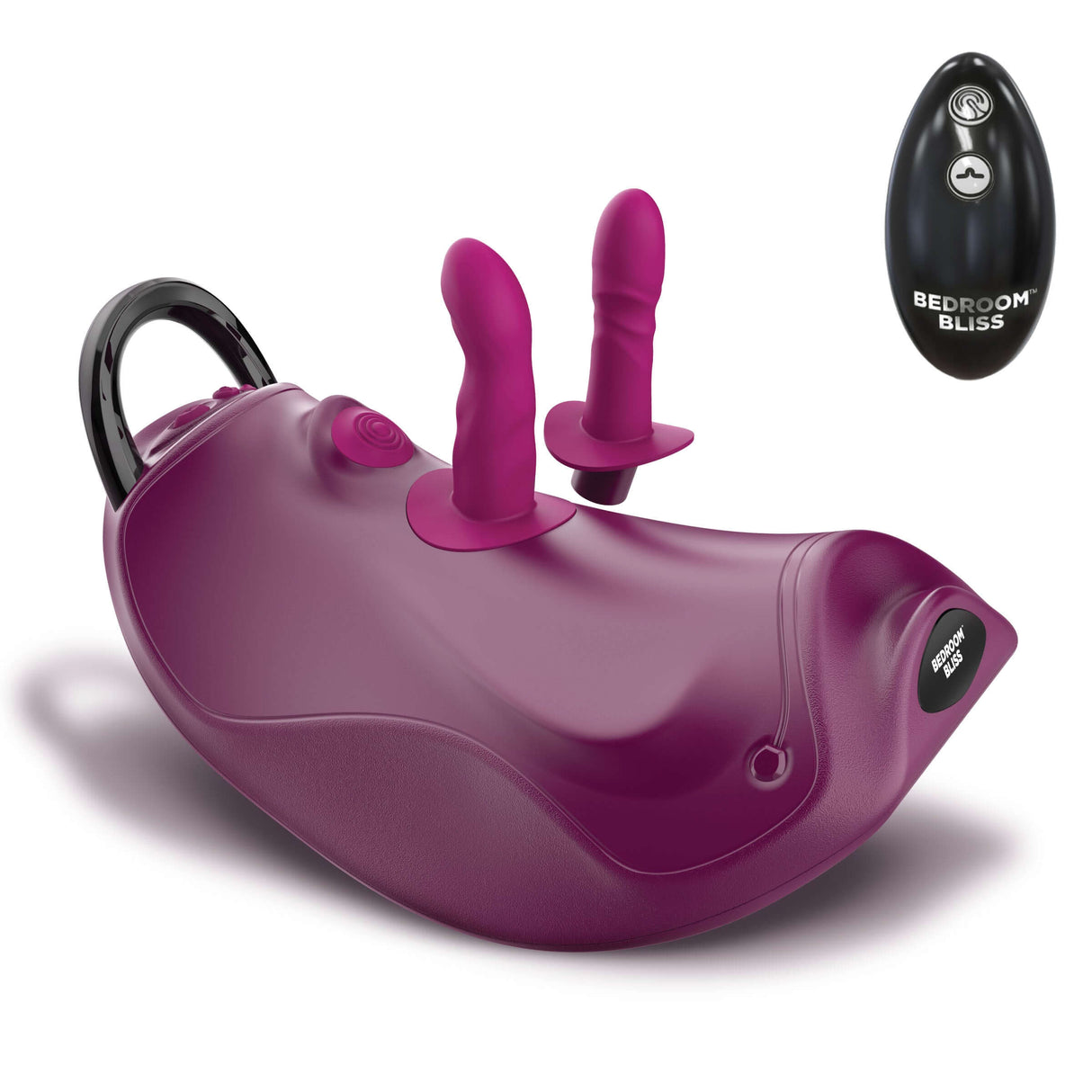 Bedroom Bliss Wild Ride Rocking Saddle Sex Machine with dual stimulators and remote control.