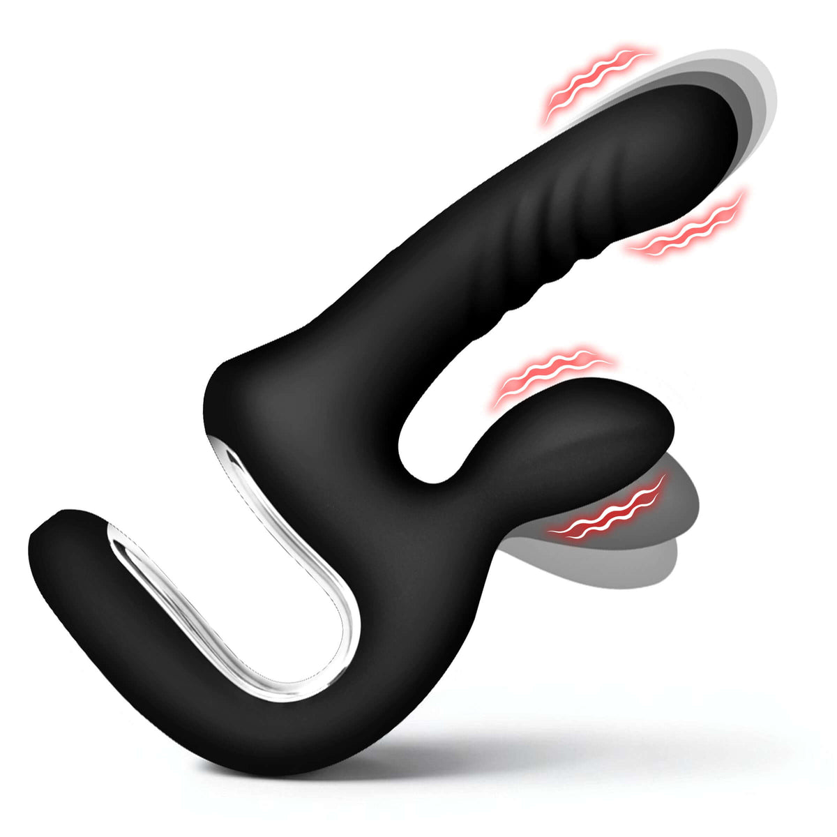 Master Series Thrust Pounder Thrusting Silicone Vibrator with flexible design and vibrating functions.