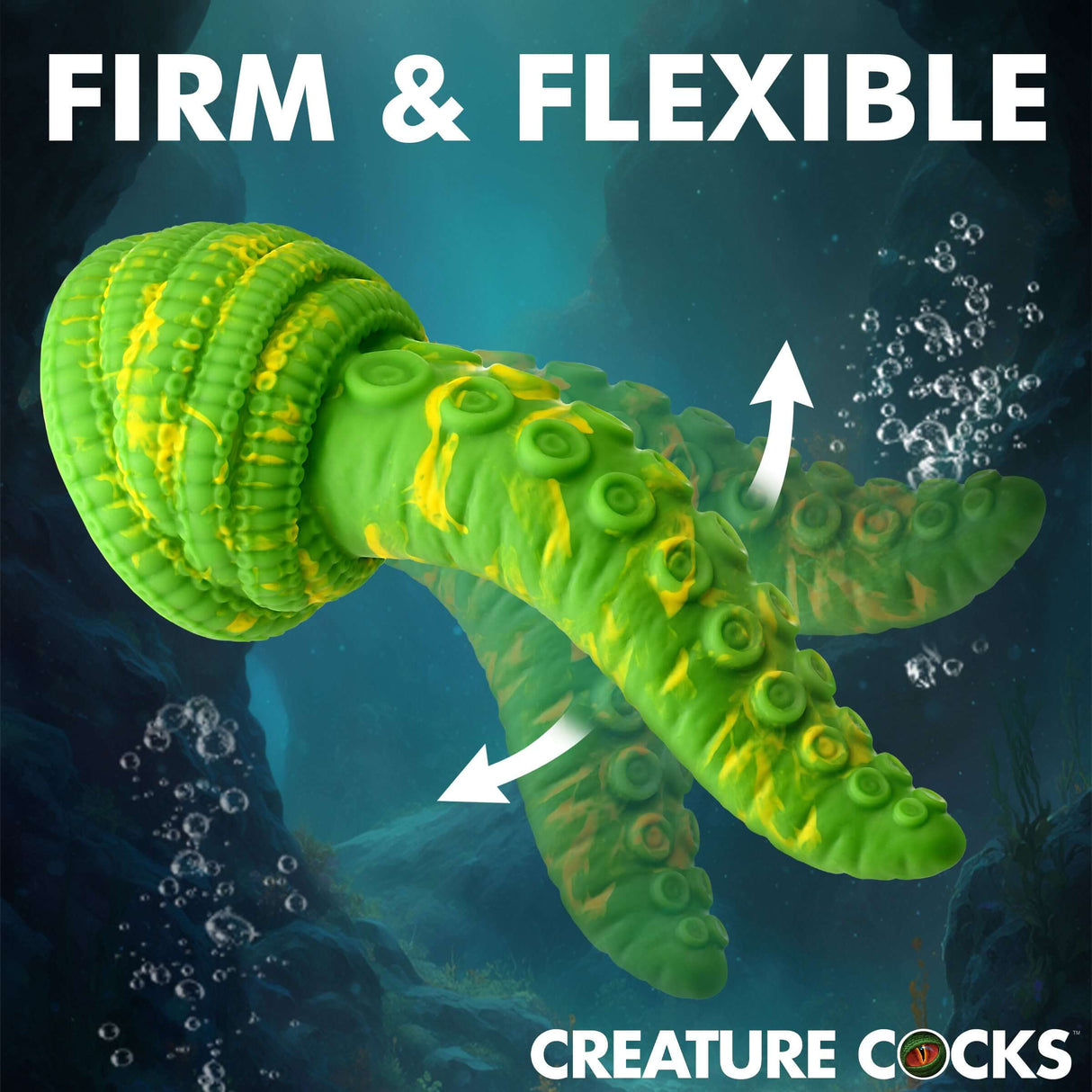 Creature Cocks Tenta Head Fantasy Silicone Wand Attachment displaying its firm and flexible tentacle design underwater.