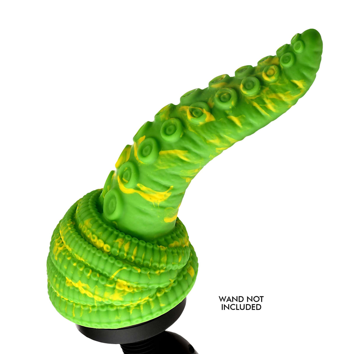 Creature Cocks Tenta Head Fantasy Silicone Wand Attachment in vibrant green, featuring tentacle design and surface suckers.