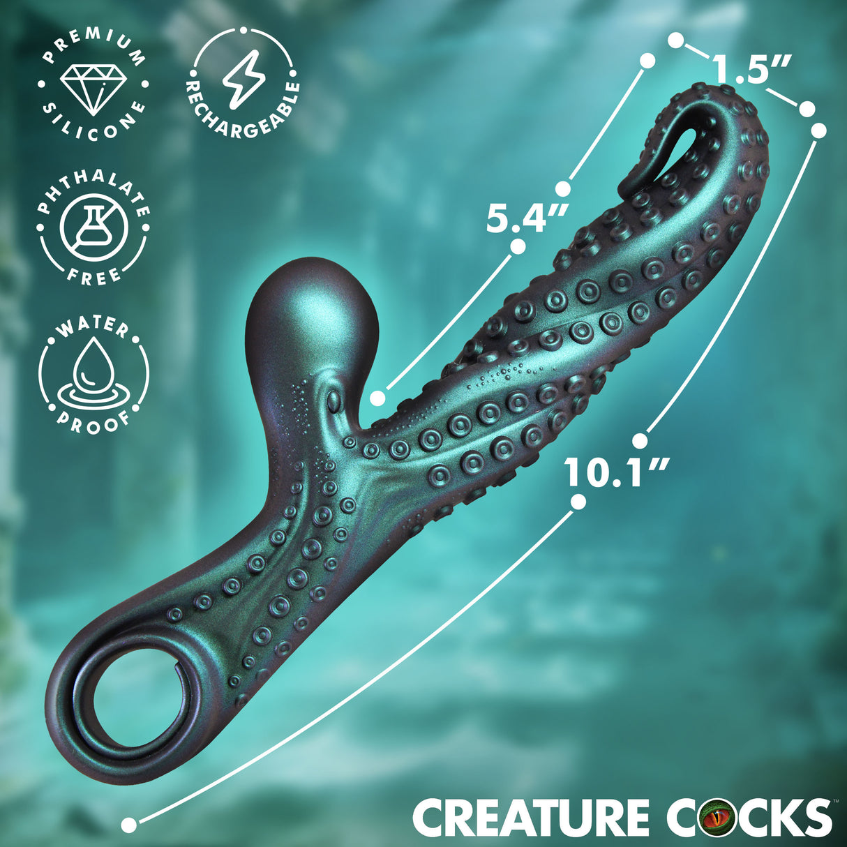 Creature Cocks Vibropus Fantasy Silicone Vibrator with flexible tentacle and rabbit head, waterproof and rechargeable.
