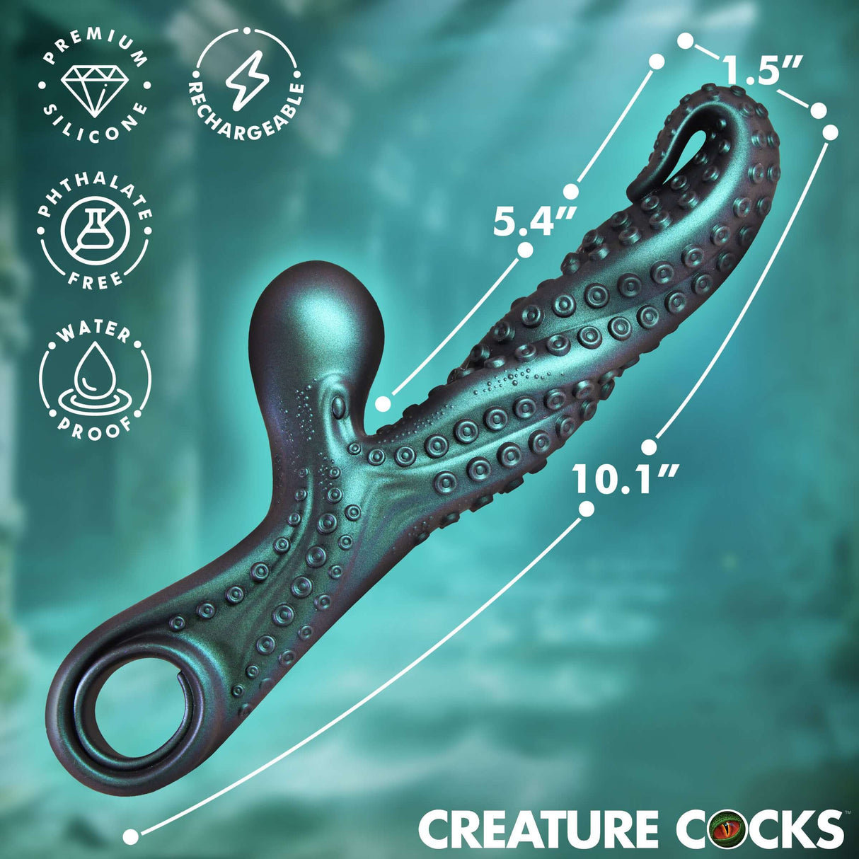 Creature Cocks Vibropus Fantasy Silicone Vibrator with flexible tentacle and rabbit head, waterproof and rechargeable.