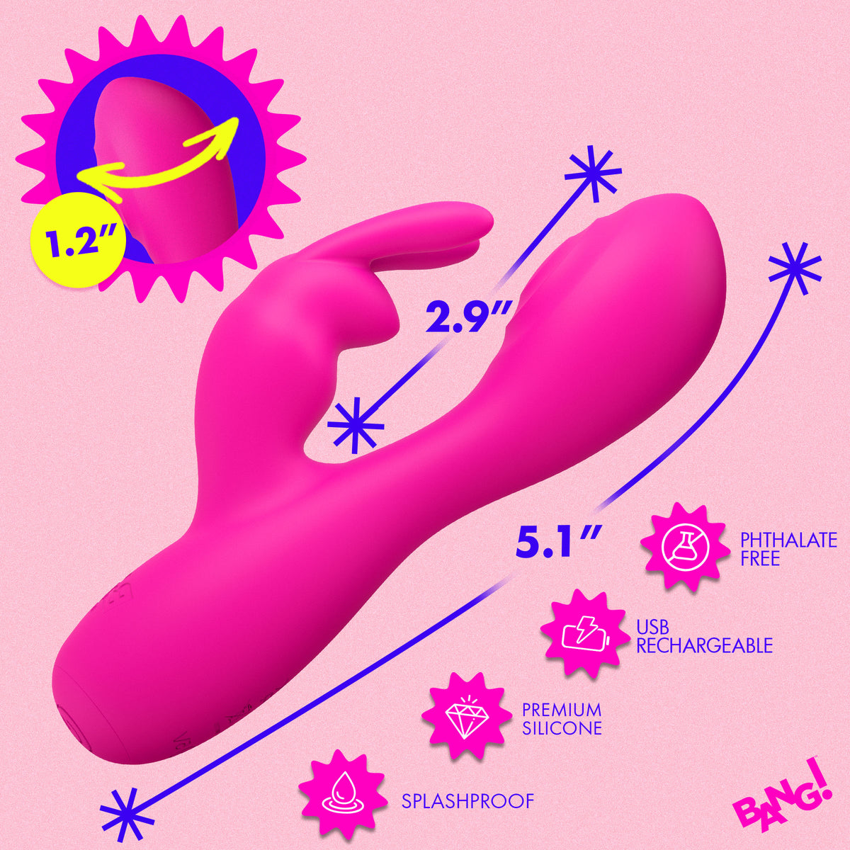 Flexible Vibrating Silicone Mini Rabbit Pink - Image 4