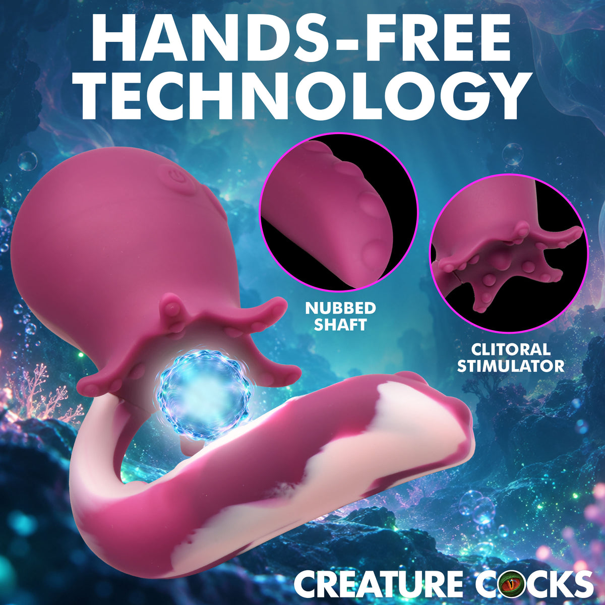 Creature Cocks Deep Seeker Gyrating Octopus Vibrator Purple featuring hands-free technology.