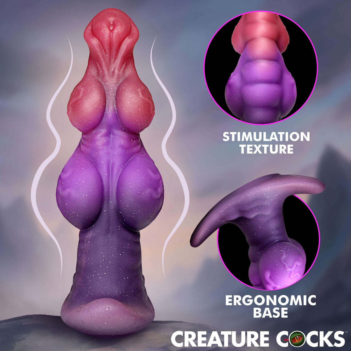 Creature Cocks Dragon Master Fantasy Silicone Butt Plug showcasing stimulation texture and ergonomic base.