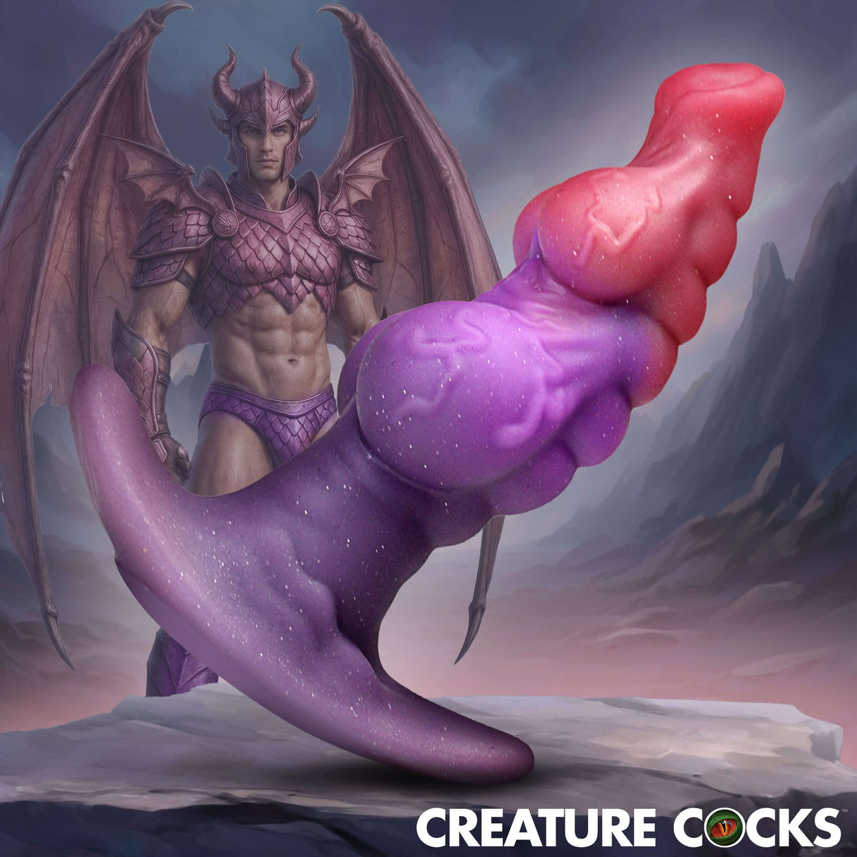 Creature Cocks Dragon Master Fantasy Silicone Butt Plug featuring dragon-themed design and P-spot curvature.