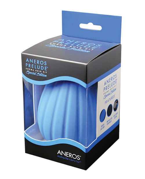 Aneros Prelude Enema Special Edition Bulb Kit Blue packaging showcasing its premium design and features.