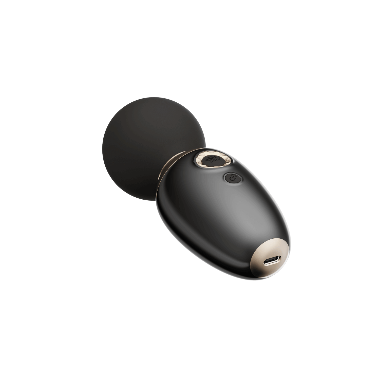 ZALO's AVA black smart wand massager with DirectPower 2.0 and heating function, dual-layer silicone head, and elegant pearlescent handle.