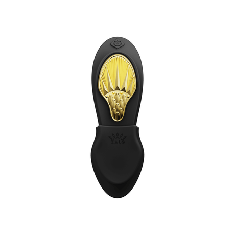 ZALO Aya Wearable Vibrator in Obsidian Black with ergonomic design and sleek, contoured shape for versatile stimulation.