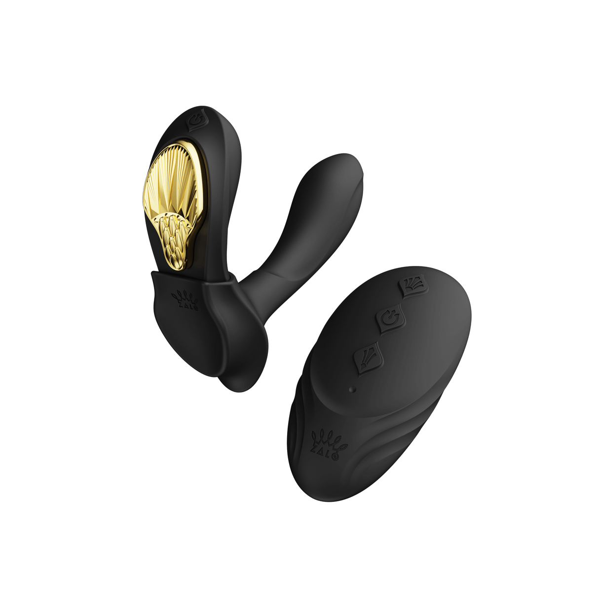 ZALO Aya wearable vibrator in obsidian black with ergonomic design and removable silicone attachment, part of the Legend Series.
