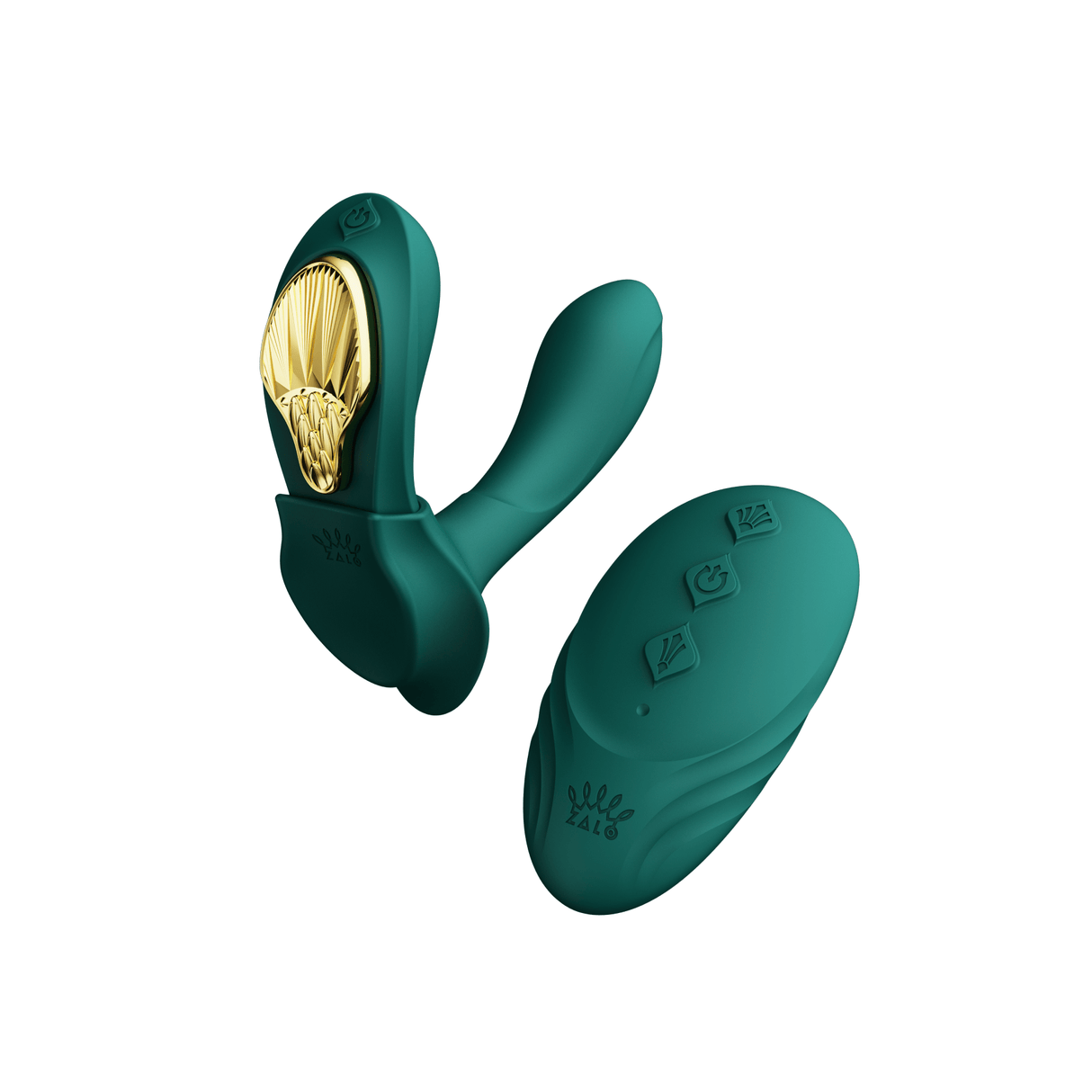 Turquoise green ZALO Aya Wearable Vibrator with ergonomic design and removable silicone attachment for versatile stimulation.