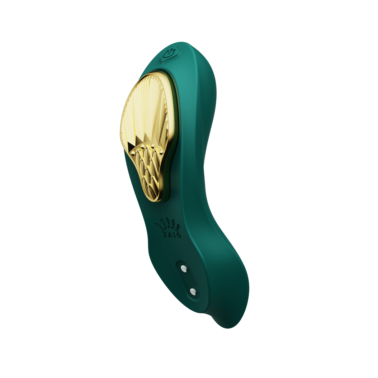 ZALO Aya Wearable Vibrator in Turquoise Green with a sleek, ergonomic design and gold accent for comfortable vulva and internal stimulation.