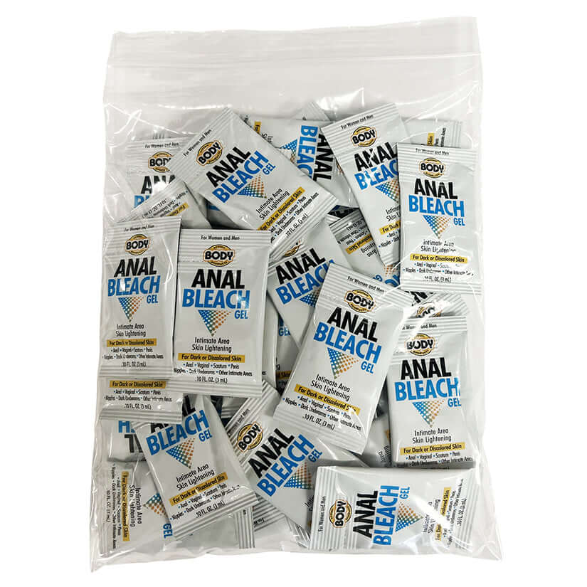 Anal Bleach Gel Bulk Bag Of 50 with individual packets for intimate lightening and skin tone evening.