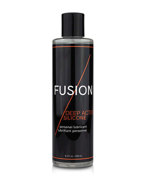 Elbow Grease Fusion Deep Action Silicone Lubricant 8.4 Oz bottle on a white background.