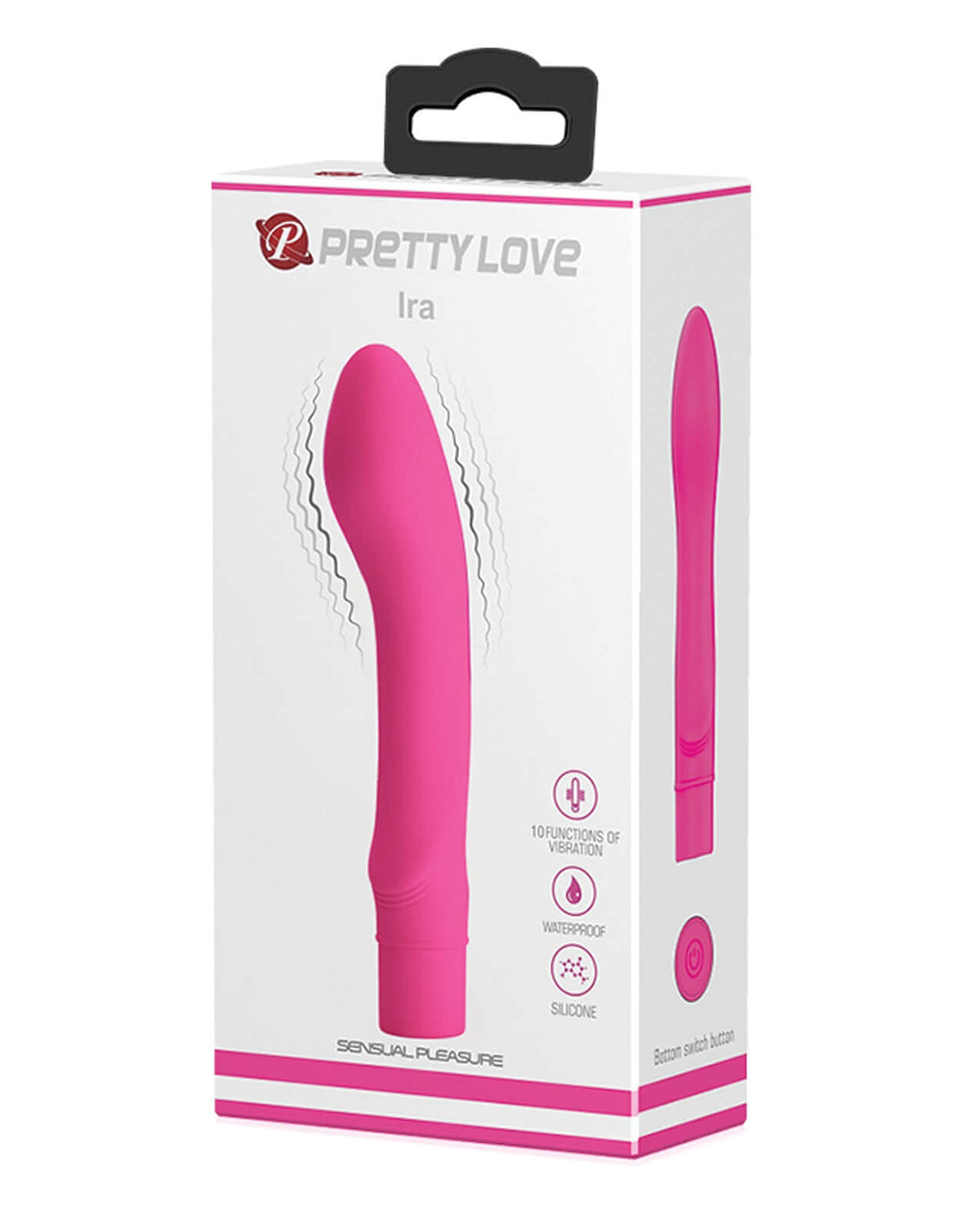 Pretty Love Ira 10 Functions Vibrator Fuchsia packaging showing its sleek design and features.