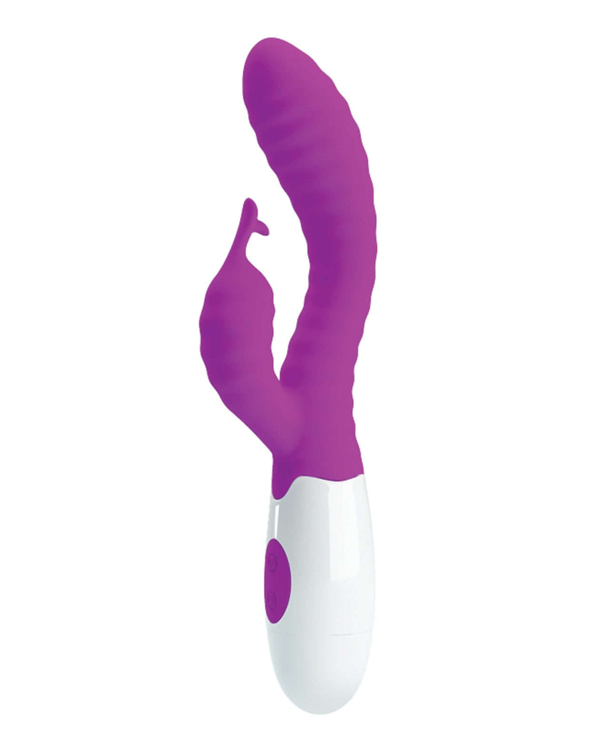 Pretty Love Hyman 30 Functions Rabbit Fuchsia curved G-spot vibrator in vibrant fuchsia color.